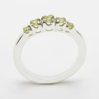 Британски направени 9k бяло злато Real Natural Peridot Womens Band Ring - Опции за размер - размер 8