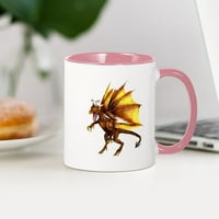Cafepress - Жълта драконова чаша - унция керамична чаша - чаша за новост кафене
