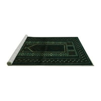 Ahgly Company Machine Pashable Indoor Rectangle Persian Turquoise Blue Traditional Area Rugs, 7 '10'