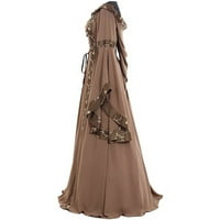 Дамски Готически косплей рокля реколта средновековни рокли етаж дължина ренесансов площад яка Дълъг ръкав превръзка рокля