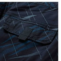 Fartey Men's Cargo Shorts Модерен печат Мулти джобове Небрежни половин панталони с бутон с цип на открито панталони без колан