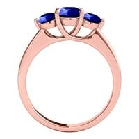 Mauli Jewels пръстени за жени 1. Карат три каменни кръгла форма Танзанитен пръстен 4-Prong 10K Rose Gold