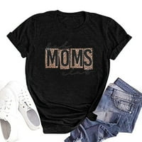 Женски плюс размер на разрешаването върши Деня на майката, отпечатана ежедневна тениска черна 8