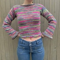 Danceemangoo райета пуловер за жени екипаж на врата плетен пуловер естетически джъмпер с дълги ръкави улични дрехи