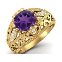 1. CTW кръг Аметист античен филигран дизайн стерлинги сребро златно злато Vermeil сватба женски пръстен