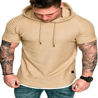 Мъжки тренировка тънка пригодна качулка къс ръкав ежедневна тениска с качулка суичър фитнес мускулна пуловер върхове върхове