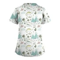 Дамски блузи в-Деколте работно облекло Блуза графични щампи Дамски блузи с къс ръкав блузи летни блузи бели 2хл