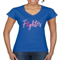 Дива Боби, преживели изтребители на рак на гърдата, осведоменост за рак на гърдата, женски стандартна тениска с V-образно деколте, кралски, средни
