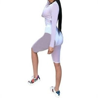 Douhoow Women Mesh Perspection Outfit Set Summe Summer дълги ръкави за изрязване върхове Bodycon къси панталони