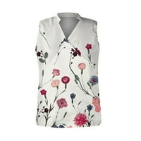 Feternal Women Classic Lea Lealecs Solid Color Top v Neck Leeveless риза отгоре слой ежедневна отпечатана риза дамски ризи