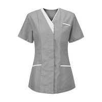 Idoravan късо ръкав дамски върхове клирънс, женски медицински сестри Туника униформа клиника V-образен защитен дрехи PROPES