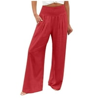 Лятна есен Дамски плюс разтвор за размери $ Случайният тънък еластичен талия с твърди цветове спортни панталони и спално бельо и панталони