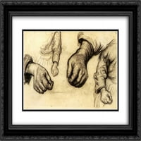 Винсент ван Гог Матиран черен богато украсен арт печат „Две ръце и две ръце“