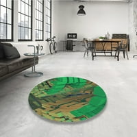Ahgly Company Indoor Round Marveded Army Green Area Rugs, 4 'Round