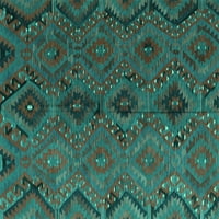 Ahgly Company Machine Wareable Indoor Sountwestern Southwestern Turquoise Blue Country Area Rugs, 3 'квадрат