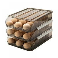 Държач за яйца за хладилник автоматично валцуване, съхранение на яйца бо кафяво прозрачно чекмедже, организатор на хладилник за яйца за домакинството, интелигенте