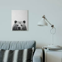 Ступел индустрии черно и бяло Голяма мечка главата животински дизайн платно стена изкуство от СД графика студио