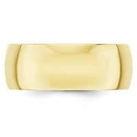 Първично злато карат жълто злато леко тегло половин кръгла лента с размер 8.5