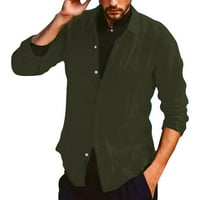 Мъжки ризи entyinea с дълъг ръкав устойчива лесна грижа тъкана риза зелена m