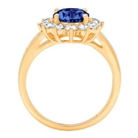 2.72ct овално изрязване синьо симулиран танзанит 18k жълто злато гравиране на изявление Булчинска годишнина Ангажимент Сватбена ореола Размер на пръстена 4.25