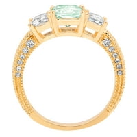 3.28 КТ смарагд нарязани зелен симулиран диамант 18К жълто злато годишнина годеж камък пръстен размер 5