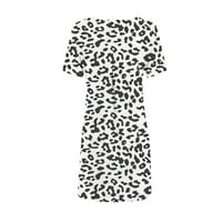 Просвета летни рокли за жени с къс ръкав a-line над коляното горещо продажби отпечатана рокля с кръгло деколте черна 2xl