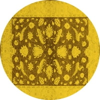 Агли Компания Машинно Пране Вътрешен Кръг Ориенталско Жълто Традиционни Килими Площ, 7 ' Кръг