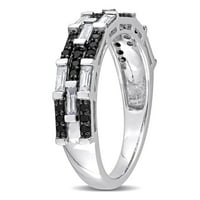 Миабела Дамски карат Т. в. багет-шлифован диамант 14 карата Бяло Злато многоредов пръстен