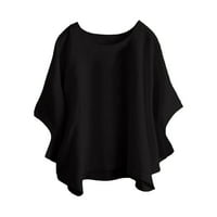 Gdfun женски моден ежедневен темперамент кръгла шия с къс ръкав твърд цвят памучен коноп тениска топ тениски ризи за жени