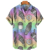 Лятна мъжка риза Сладолед от печат с къс ръкав сладък модел тениска лапета риза риза за мъже свободни ежедневни дрехи хавайски