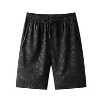 Guvpev Men Summer Ice Silk Бързо сушене на еластични спортове за свободното време плюс размер плажни къси панталони - Khaki xxxl