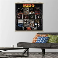 KISS - Плакат за стена с албуми с дървена магнитна рамка, 22.375 34