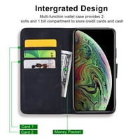 Случаи за Mantto за Apple iPhone Mini Magnetic портфейлен калъф за притежател на женски карта Flip Cover rebosed Mandala Flower Kickstand Pu Leather Magnetic Folio с каишка, черно