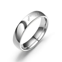 Mnjin бижута проста половина праскова от неръждаема стомана двойка пръстен титаниев стоманен двойка размери пръстен h