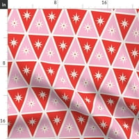 Памучна сатена покривка, 70 кръг - ретро коледни триъгълници розови червени геометрични звезди печат персонализиран спално бельо от масата от спор