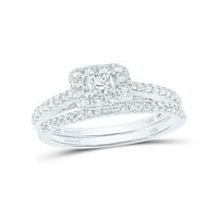 Твърди 14к Бяло Злато принцеса нарязани диамант Булчински Сватба годежен пръстен група комплект 1. Томография. - Размер 5.5