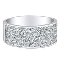1. CTTW кръгла форма бяла естествена диамантена годежа булчинска лента пръстен в 10K твърд бял златен пръстен размер-6.5