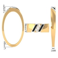 Годежен пръстен с диамант и черен емайл За Мъже, 14к Бяло Злато, САЩ 3.00