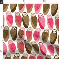 Памучна сатена покривка, 70 120 - сови сладка илюстрация розова кафява сова природа птица животни бебе момиче детска детска печатница по поръчка на масата бельо от лъжица