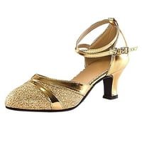Дамски обувки широка ширина клирънс Дамски бална зала Танго латино танци обувки Пайети обувки социални танцови обувки