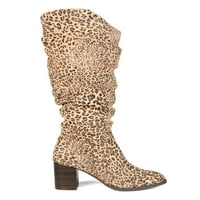 Колекция за жени за жени Aneil Extra Wide Calf Knee High Slouch Boot Leopard Fau Suede M
