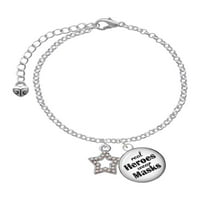 Delight Jewelry Silvertone AB Crystal Lucky Star Dome Real Heroes Носят маски чар гривна