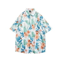 Мъжете модна блуза Топ тропически стил печат Хаваи Лятна риза Мъжки леко готино удобно облекло с къс ръкав в свободно време небрежен модерен плаж ежедневно носене