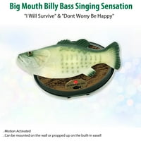 Gemmy Industries -Big Mouth Billy Bass Senking Sensation Decoration Decoration 12x8x4.8inc- зелено