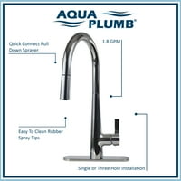 Aqua Plumb Single Handle издърпайте с висока дъга кухненски кран, хром