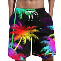 Idoravan плажни къси панталони за мъже разрешение мъже Небрежни модни печат с джобове еластични талии плажни панталони