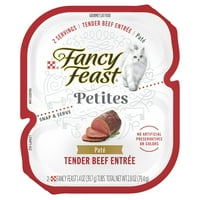 Purina Fancy Feast Petites Gourmet Pate Wet Cat Food, нежно говеждо месо, 2. Oz вана