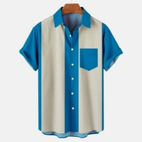 Какина с летни ризи За Мъже клирънс мъже ежедневни копчета печат с джоб Вечерен къс ръкав риза блуза