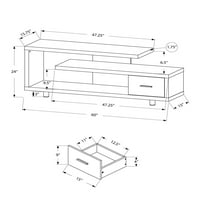 15.75 60 24 Silver Taupe Silver Board Togle Core Metal TV Stand с чекмедже