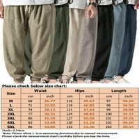 Глуквис мъже еластични дъна на талията, монтирани панталони Леки с джобове шезлонги с теглене на твърди цветни панталони